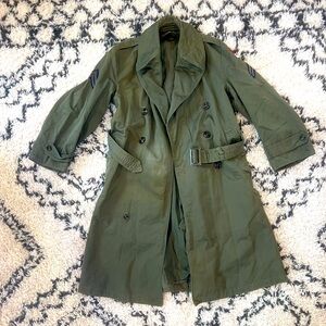 Vintage US Military Overcoat Small Short OG 107 Wool Liner Vietnam War Sateen